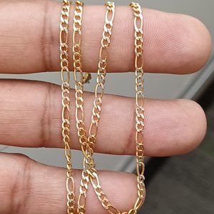 14kt real gold figaro daimond cut chain 24 inches
